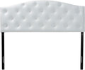 Baxton Studio Myra Modern and Contemporary Full Size White Faux Leather Upholstered Button-Tufted Scalloped Headboard