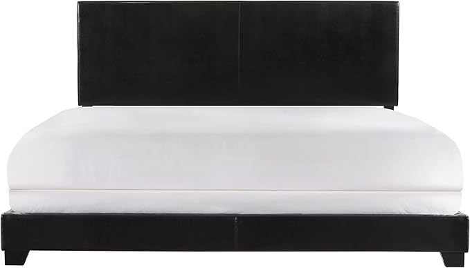 Crown Mark Erin Upholstered Panel Bed in Black, King