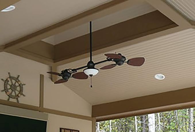 Harbor Breeze Twin Breeze Ii 74-in Oil-rubbed Bronze Outdoor Downrod Ceiling Fan