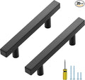 Ravinte 20 Pack Black Cabinet Handles 3 Inch Square Cabinet Pulls Matte Black Square Hardware for Kitchen Cabinets - 5 Inch Total Length