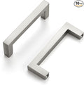 Ravinte 10 Pack Solid Kitchen Cabinet Handles Brushed Nickel Cabinet Pulls Slim Drawer Pulls with 3 Inch Hole Center Square Bar Kitchen Cabinet Hardware