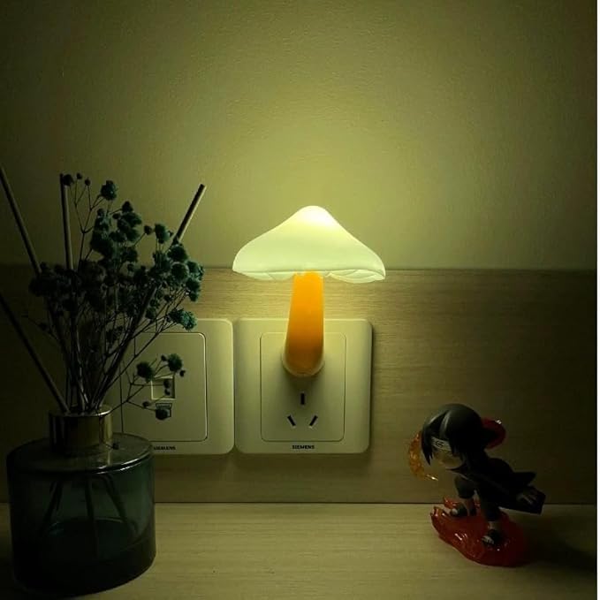 Night Lights Plug into Wall - Sensor LED Mushroom Light, Cute Energy Saving Mushroom Lamp for Adults Kids Living Room Bedroom Kitchen, Bathroom Toilet, Stairs, Hallway Corridor, Gift Ideal, Warm White