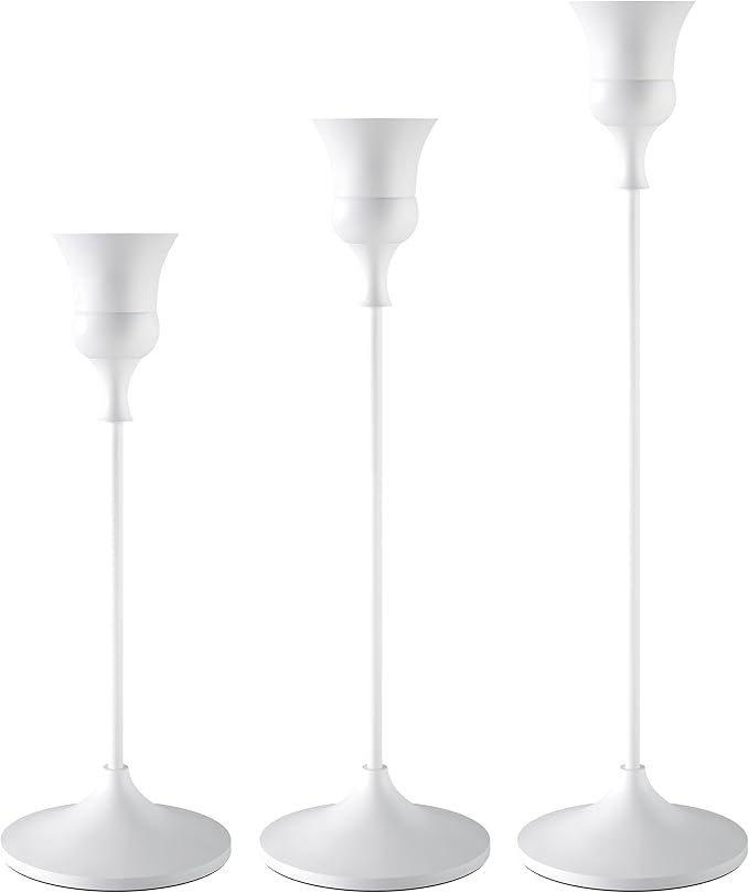 Candlestick Holders White, 3 Packs Taper Candle Holder for Candlesticks, Candle Sticks Holder Decor for Home Decor