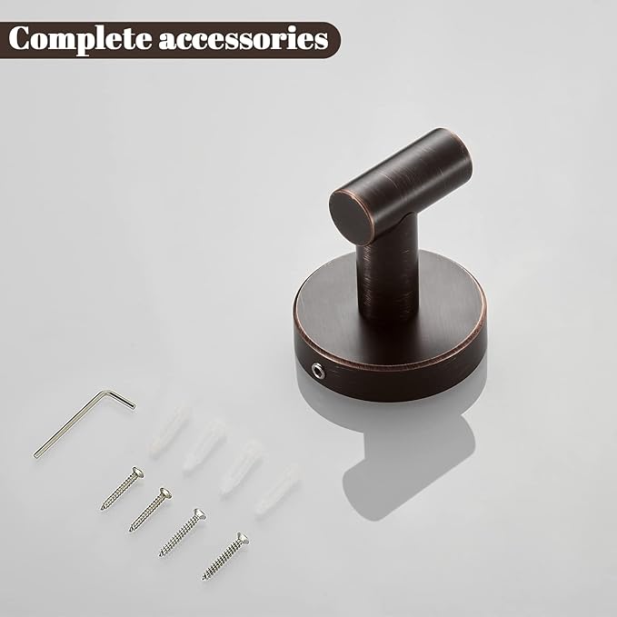 BigBig Home Bronze Towel Hooks, Bathroom Robe Hook Oil Rubbed, Bath Farmhouse Coat Clothes Hook Wall Mounted Rustic 6 Packs for Kitchen