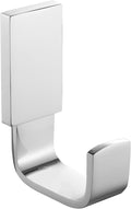 BESy Brass Clothes Hook Single Towel Hook for Bathroom Kitchen Garage Square Style Robe Hooks Coat and Hat Hook, Self Adhesive with Glue or Wall Mounted with Screws, Polished Chrome