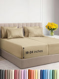 Extra Deep Split King Sheet Set - 7 Piece Breathable & Cooling Sheets - Hotel Luxury Bed Sheets Set - Easy & Secure Fit - Soft, Wrinkle Free & Comfy Sheets Set - Beige Sheet Set w/Extra Deep Pockets