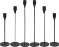 Matte Black Candlestick Holders, Set of 6 Candle Holders for 3/4" Taper Candles&Led Modern Metal Candle Stands Decorative Table Centerpieces for Wedding Party Church,Decorative Fitting