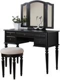 BOBKONA F4072 St. Croix Collection Vanity Set with Stool, Black