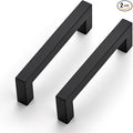JOY DECOR Cabinet Handles, Black Cabinet Pulls, 2 Pack Kitchen Closet Handles 3-3/4 Inch, Square Drawer Pulls Stainless Steel Drawer Hardware, 96mm Hole Centers