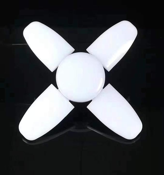 (2 Pack) LED Garage Lights, 60W Trilights Ceiling, High Low Bay Deformable Adjustable 4 Led Light Bulbs 6000LM 6000K, Screw in Tribright Garage Lighting Fixture,CRI80 Daylight