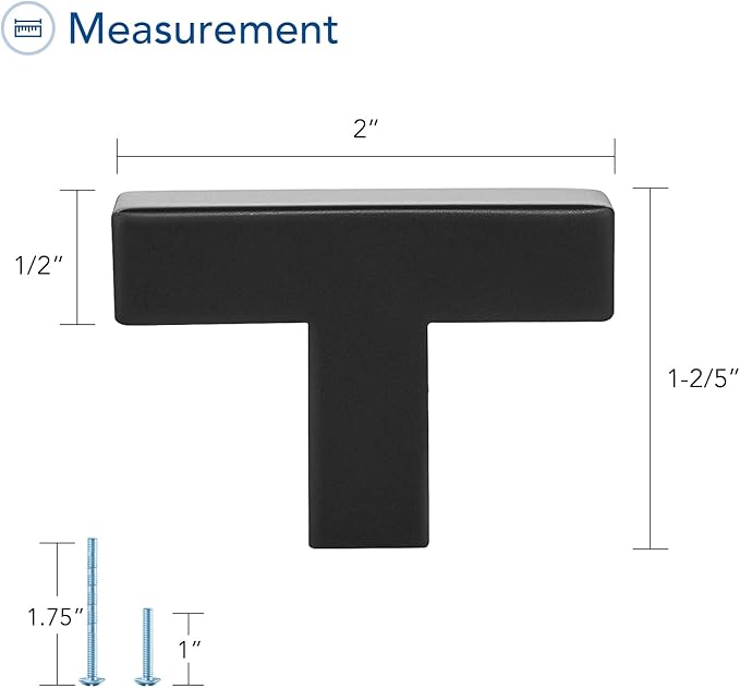Ravinte 25 Pack Black Cabinet Pulls Single Hole Square Cabinet Handles Matte Black Kitchen Hardware for Cabinet Drawer Pulls Come with Screwdriver