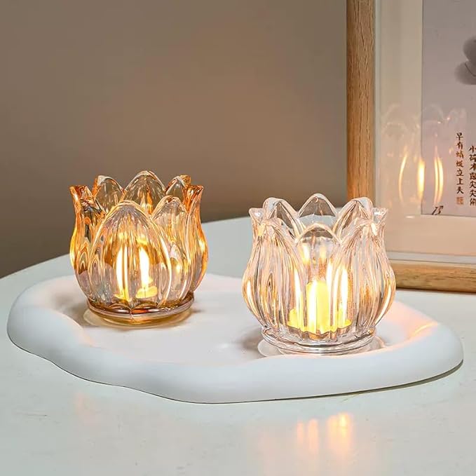GOLDEAL 6Pcs Clear Votive Candle Holders,Clear Thick Glass Tea Light Candle Holder Bulk,Tealight Candle Jars for Wedding Table Decor,Party Supplies,Bridal Shower,Baby Shower,Tables Centerpieces