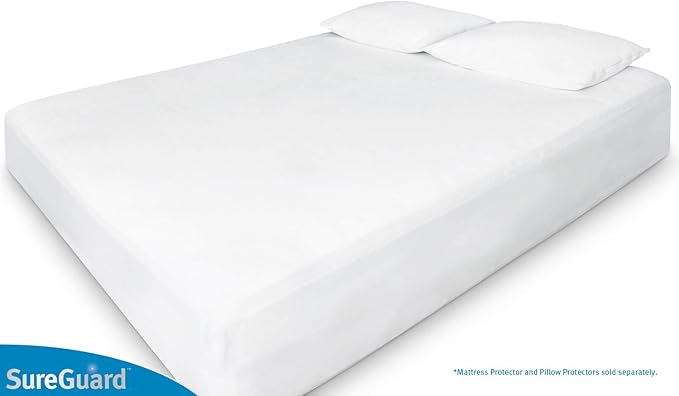 SureGuard King Size Mattress Protector - 100% Waterproof, Hypoallergenic - Premium Fitted Cotton Cover - Smooth
