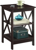 Convenience Concepts Oxford End Table 15.75" - Modern Living Room Table with Storage Shelves, Transitional Nightstand Side Table for Home Decor and Display, Espresso
