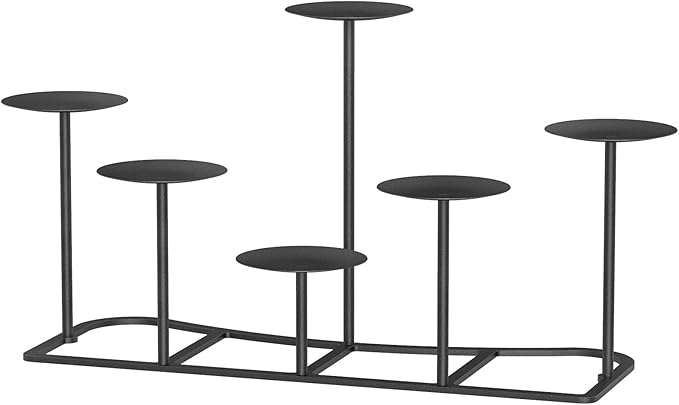 Black Pillar Candle Holders Fireplace Candelabra for Home Decor Iron Candle Holder DIY 6