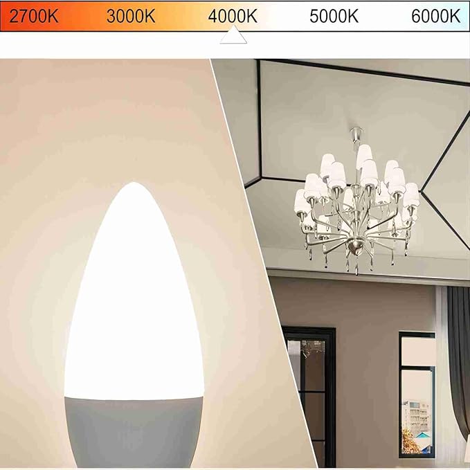 hansang 8 Pack E12 Candelabra LED Light Bulbs 4000K Natural Daylight, Small Base Type B Light Bulb for Chandelier, 6W 60Watt Equivalent, B11 Ceiling Fan Light Bulbs, 600LM, Non-dimmable