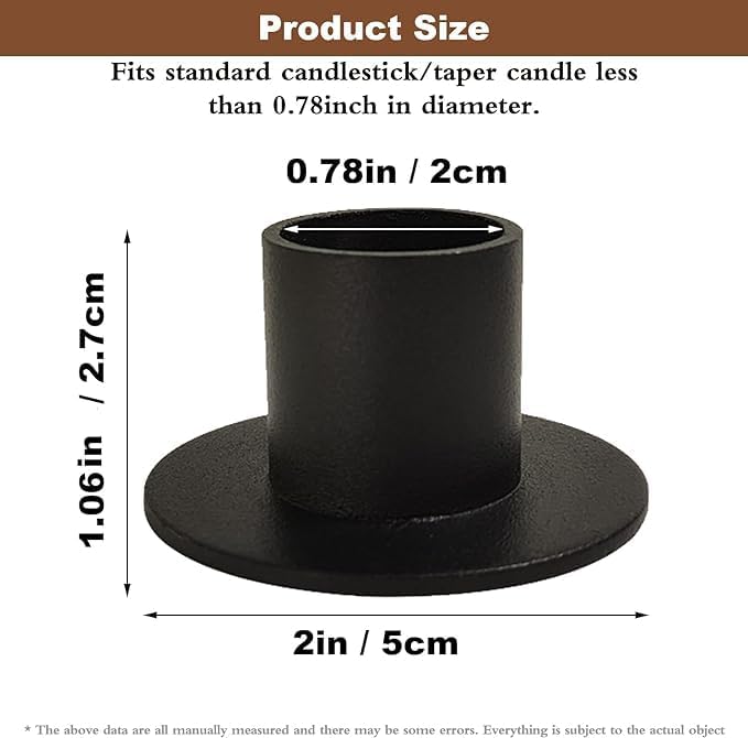 Gute Taper Candle Holder, Candle Holders for Pillar Candles, Matte Black Candlestick Holder Centerpieces for Home Decoration, Wedding Anniversary, Party, Housewarming Gifts,Set of 4,Round