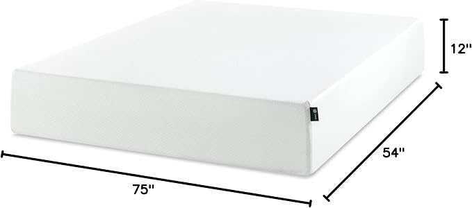 ZINUS 12 Inch Full Green Tea Memory Foam Mattress [New Version], Fiberglass free, Medium Firm Feel, Zoned Pressure Relief, Certified Safe Foams & Fabric, Mattress in A Box