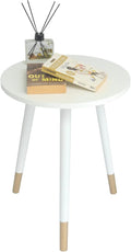 AWASEN Round Side Table, Small End Table Nightstand Accent Table for Living Room Bedroom Office Small Spaces, 16''D x 19.5''H (White & Gold)