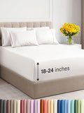 Extra Deep Full Sheet Set - 6 Piece Breathable and Cooling Sheets - Hotel Luxury Bed Sheets Set - Easy Fit - Soft, Wrinkle Free and Comfy Sheets Set - Antique White Sheet Set with Extra Deep Pockets
