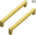 Ravinte 25 Pack 6-1/4 Inch Square Cabinet Handles - Brushed Brass Pulls, Stainless Steel Drawer Pulls, Kitchen Cabinet Hardware