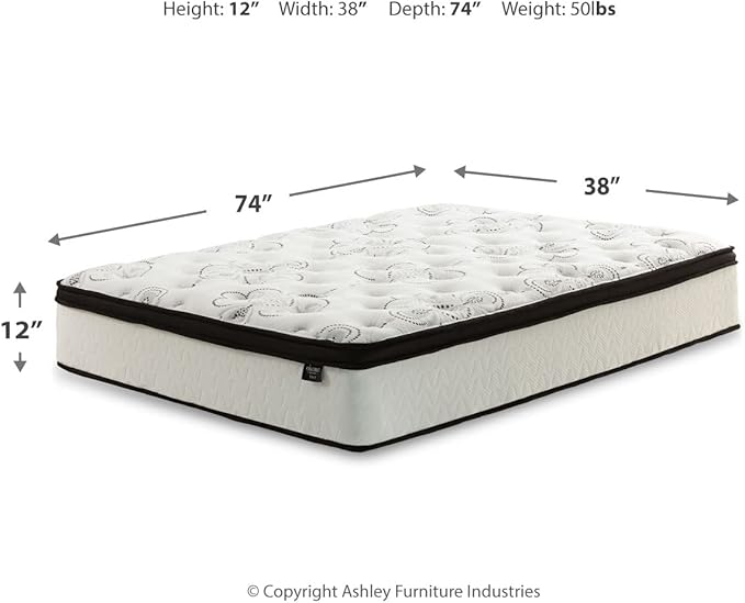 Ashley Chime Twin Mattress Hybrid 12 Inch Firm Memory Foam for Pressure Relief, Mattress In a Box with Cooling Gel, Fiberglass Free