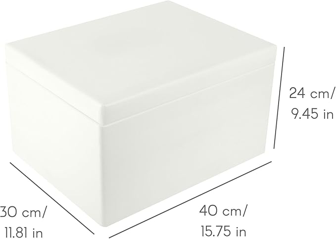 Large White Wooden Box Storage with Hinged Lid | 15.8 x 11.8 x 9.44 inches (+-0.5) | Gift Box for Tool Dog Toy Shoes Clothes Kitchen Storage Document | Wood Keepsake Chest