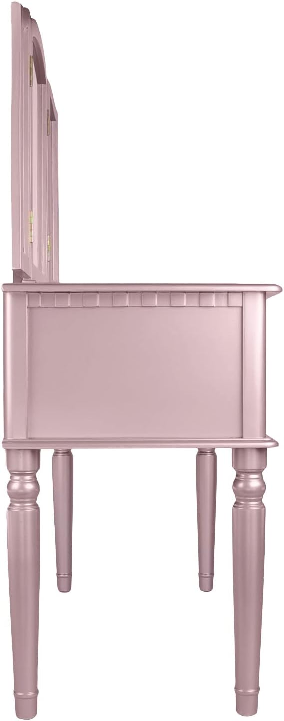 BOBKONA PDEX- Croix Collection Vanity Set With Stool, Rose Gold