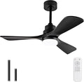 BOJUE 42 Inch Black Ceiling Fans with Lights and Remote,Dimmable LED Light,Quite Reversible DC Motor,Memory Function,Modern Solid Wood Indoor Outdoor Ceiling Fan with Light for Farmhouse Bedroom Patio