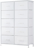 DUMOS Dresser for Bedroom, 10 Storage Drawers, Wide Fabric Closet Chests Organizer Tower Furniture with Wooden Top Metal Frame for Clothes, Guest Room, Living Room, Hallway, Entryway