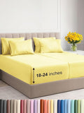 Extra Deep Split King Sheet Set - 7 Piece Breathable and Cooling Sheets - Hotel Luxury Bed Sheets Set - Easy Fit - Soft, Wrinkle Free and Comfy Sheets Set - Yellow Sheet Set with Extra Deep Pockets