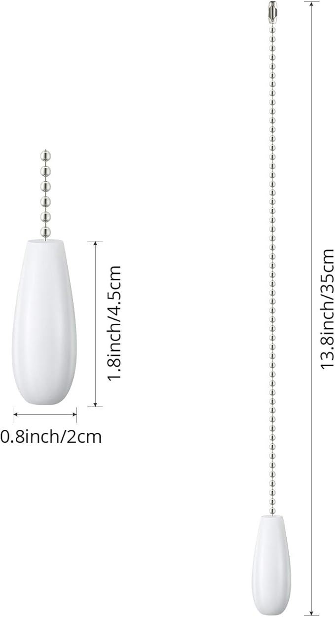 8 Pieces Ceiling Fan Pull Chains Wooden Pendant Pull Chain Extension for Ceiling Light Lamp Fan Chain (White)