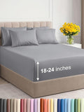 Extra Deep Cal King Sheet Set - 6 Piece Breathable and Cooling Sheets - Hotel Luxury Bed Sheets Set - Easy Fit - Soft, Wrinkle Free and Comfy Sheets Set - Steel Blue Sheet Set with Extra Deep Pockets