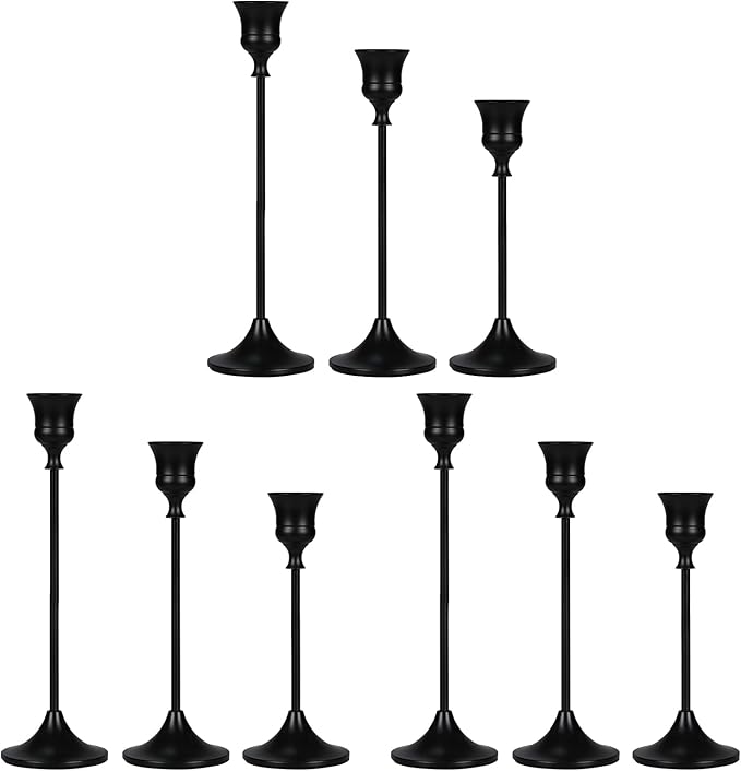Candlestick Holders Black, 9 Packs Taper Candle Holder for Candlesticks, Candle Sticks Holder Decor for Home Decor