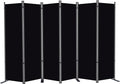 RANTILA 6 Panel Room Divider, 6 FT Folding Privacy Screen with Wide Feet, Freestanding Partition for Room Separation, Portable Room Divider Panel, 133" W x 71" H, Black