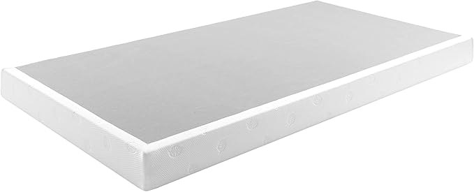 Panana 5 Inch Box Spring Bed Base/Heavy Duty Steel with Fabric Cover/Mattress Foundation/Wooden Frame Metal Slats, Easy Assembly,Twin Size,White