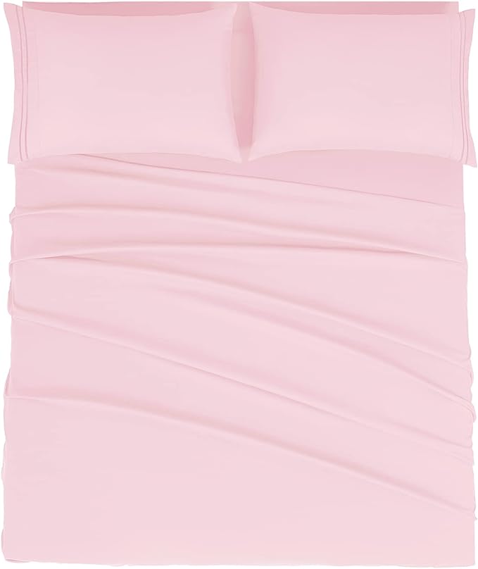 Mejoroom California King Size Sheet Set - Soft Microfiber Bed Sheets,Deep Pocket Fitted Sheet, Breathable, Wrinkle & Fade Resistant - 4 Piece (California King, Blush Pink)