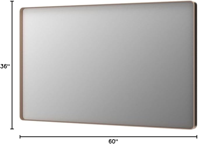 LOAAO 60”X36” Gold Bathroom Mirror, Rounded Rectangle Gold Frame Mirror, Brushed Gold Bathroom Vanity Mirror Wall-Mounted, Anti-Rust, Tempered Glass, Hangs Horizontally or Vertically
