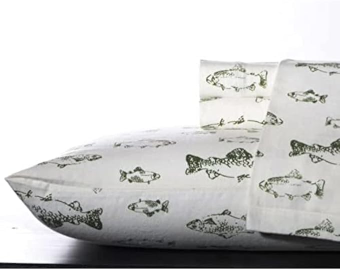 Eddie Bauer - Full Sheets, Cotton Flannel Bedding Set, Brushed For Extra Softness, Cozy Home Decor (School of Fish, Full)