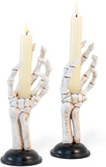 Boston International Halloween Taper Candle Holders, Set of 2, 3 x 8-Inches, Skeleton Hands