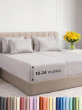 Extra Deep Split King Sheet Set - 7 Piece Breathable & Cooling Sheets - Hotel Luxury Bed Sheets Set - Easy Fit - Soft, Wrinkle Free & Comfy Sheets Set - Light Grey Sheet Set with Extra Deep Pockets