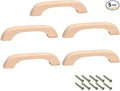 Mysummer 5PCS Wooden Handles for Cabinet Solid Handle Unfinished for Chest of Drawers Hole Distance 3.78 inch for Furniture Wardrobe Cupboard Closet Drawer Handle Pull