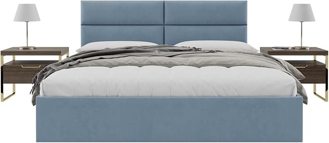 Vänt Upholstered Wall Panels - King/Cal King Size Wall Mounted Headboards - Micro Suede Blue - Twin/King - Set of 4 Panels (Each Individual Panel 39"x11.5")