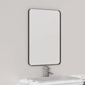 VocalStar Black Metal Framed Bathroom Mirror for Wall, 16 x 24 Inch Rounded Rectangle Matte Black Bathroom Vanity Mirror Farmhouse, 1/4-inch Shatterproof Glass | Ultra-Flush Hanging