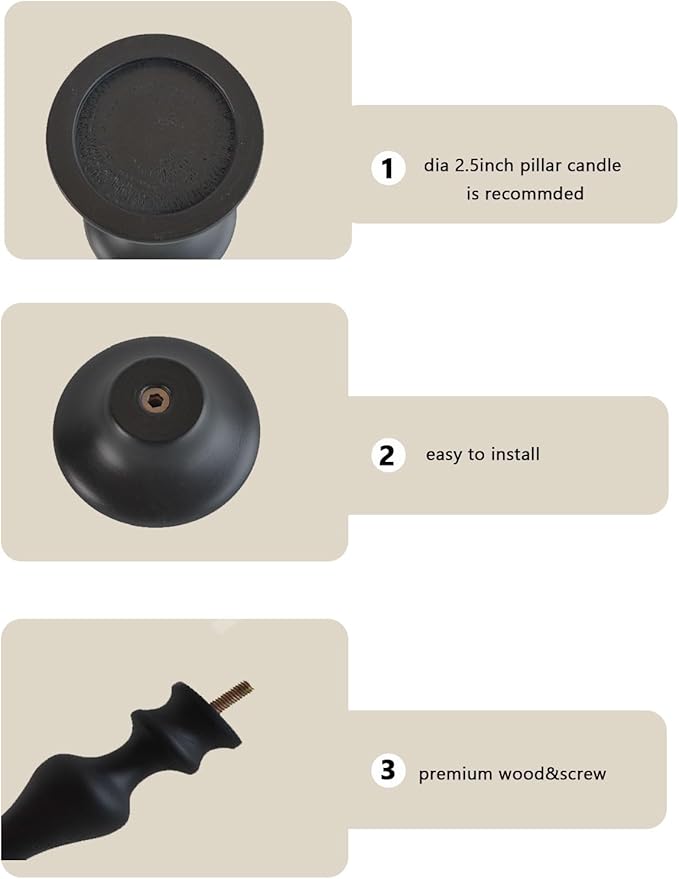Candlestick Holders Black Candle Holder for Candlestick,Taper Modern Candle Holders Set of 3,Tall Wood Candle Sticks Holder Decor(12"/10"/8" H) (3, Caffe Brown)