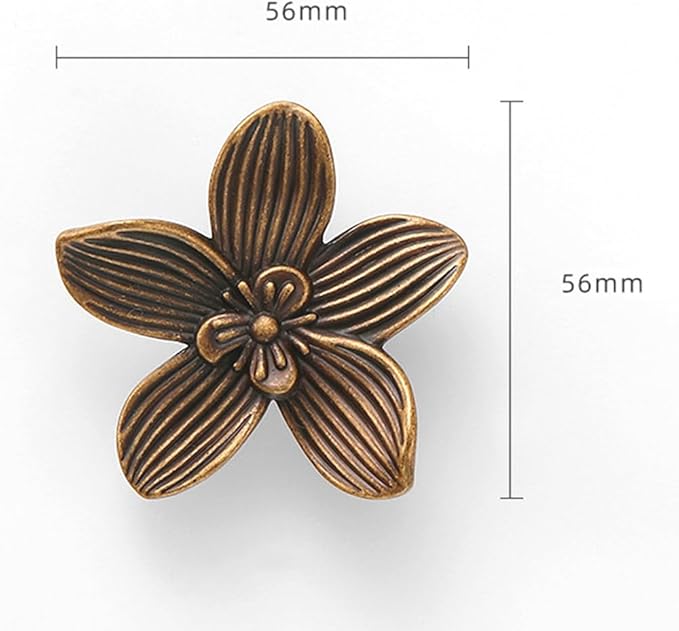 Flower Cabinet Knobs, Antique Brass, 4 Pack, Zinc Alloy Decorative Hardware for Decorative Handles for Furniture, Vanity, Kitchen,Closet, Bathroom – Unique Antique Pull