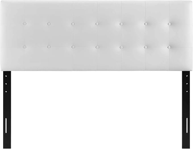 Modway Emily Tufted Button Faux Leather Upholstered King Headboard in White
