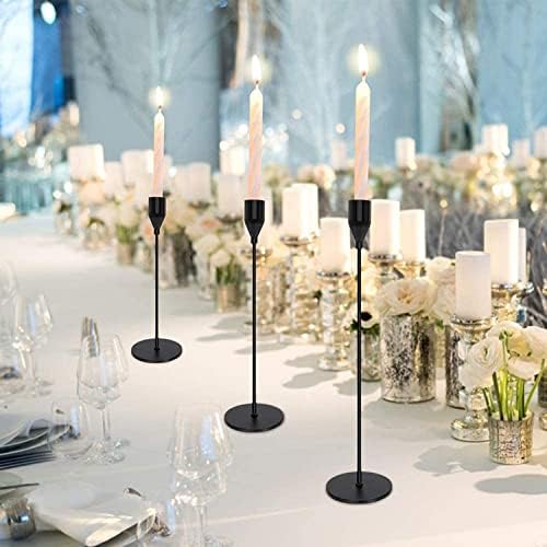 Matte Black Candlestick Holders, Set of 6 Candle Holders for 3/4" Taper Candles&Led Modern Metal Candle Stands Decorative Table Centerpieces for Wedding Party Church,Decorative Fitting