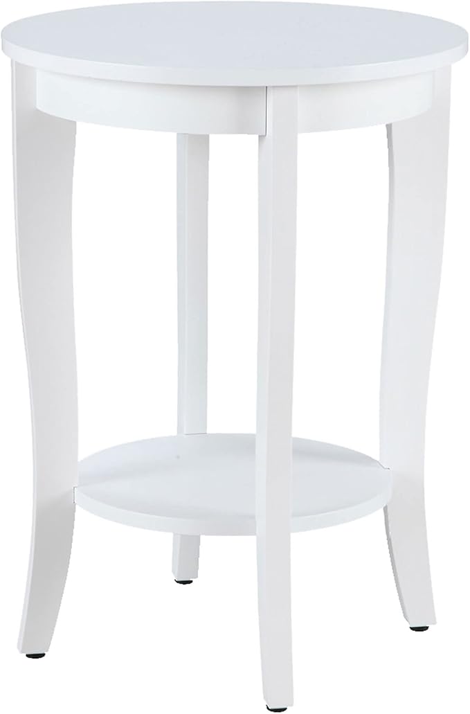 Convenience Concepts American Heritage Round End Table, White