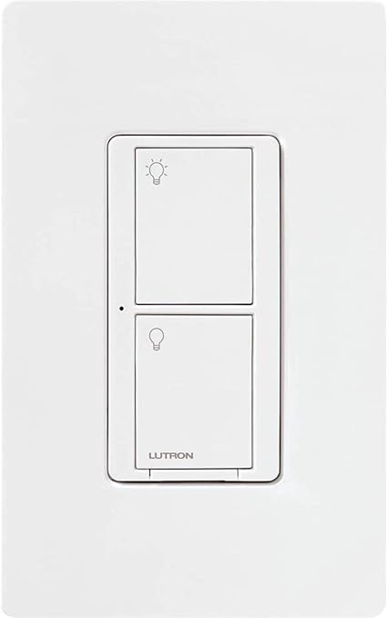Lutron Caseta Original Smart Switch with Wallplate (Lutron Smart Hub Required), for LED Lights and Fans, 5 Amp, Single-Pole/3Way, Neutral Required, PDW-5ANS-WH-A, White